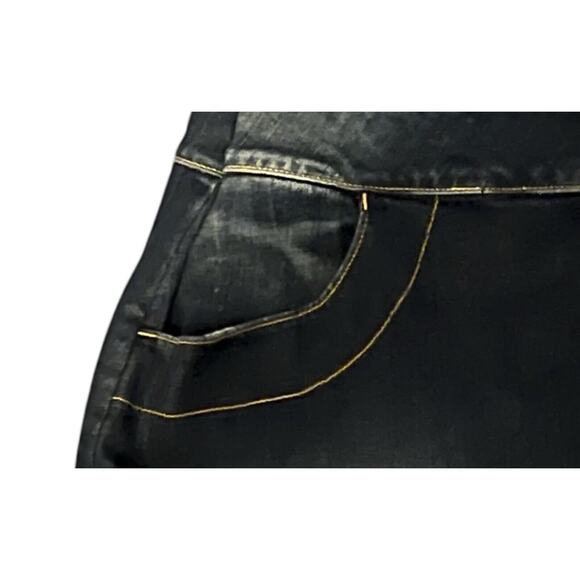 Joules Womens Jean Skirt Size 16 Short Button Front Dark Wash Mid Rise Stretch - Picture 4 of 12